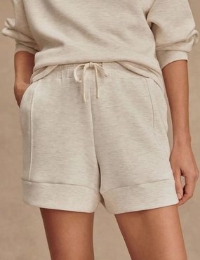 Atrium High Waisted Short 4.5" - Ivory Marl Silk Touch Stretch Waist