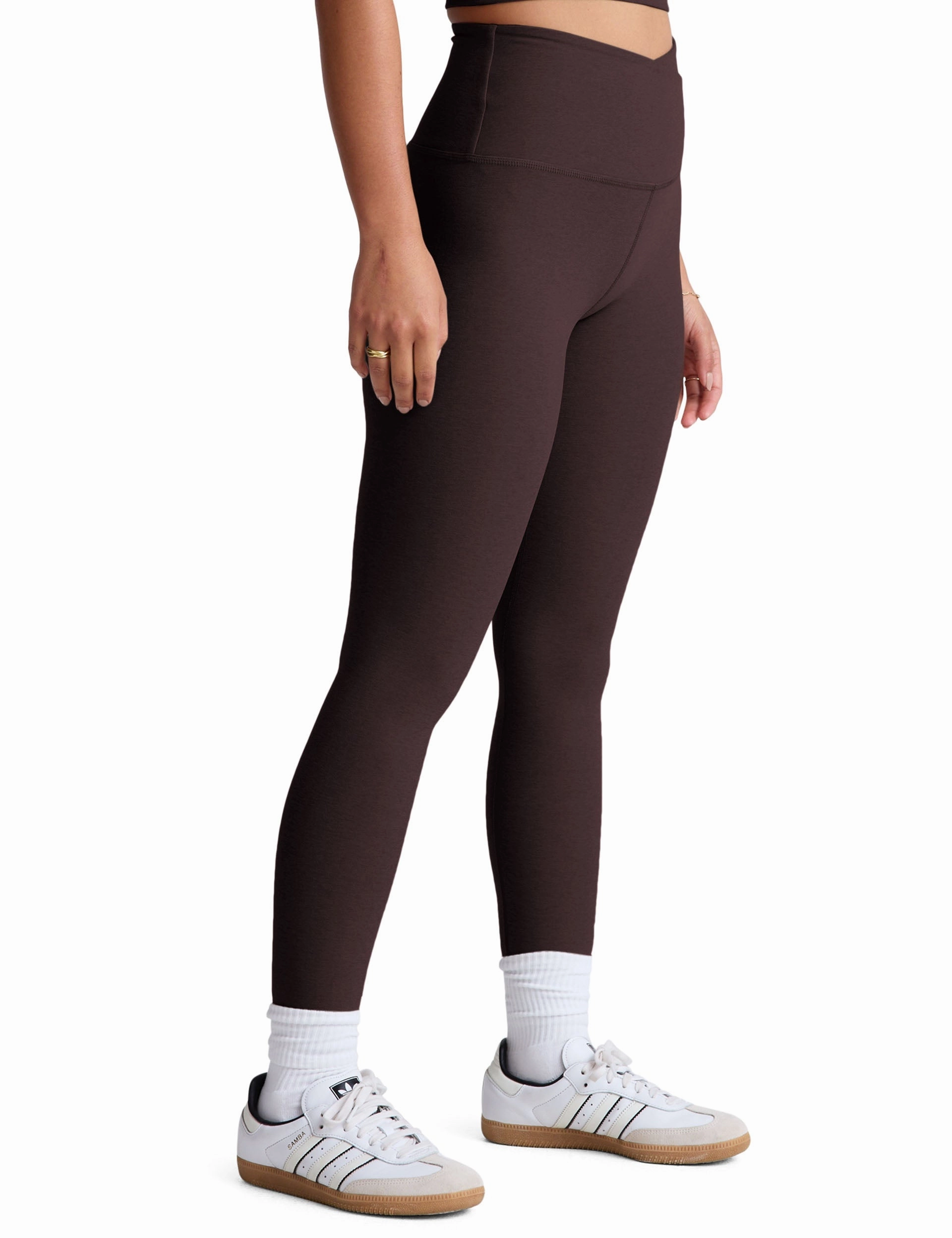 Warm Sweater Mom Soft Spacedye At Your Leisure High Waisted Midi Legging - Dark Chocolate Heather
