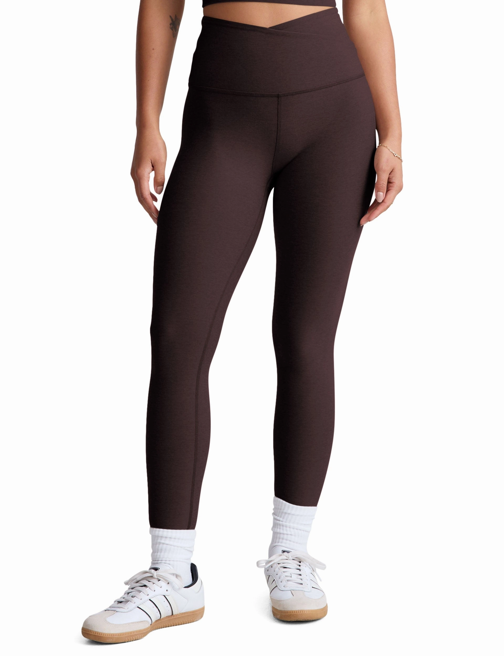 Spacedye At Your Leisure High Waisted Midi Legging - Dark Chocolate Heather CompactPackability