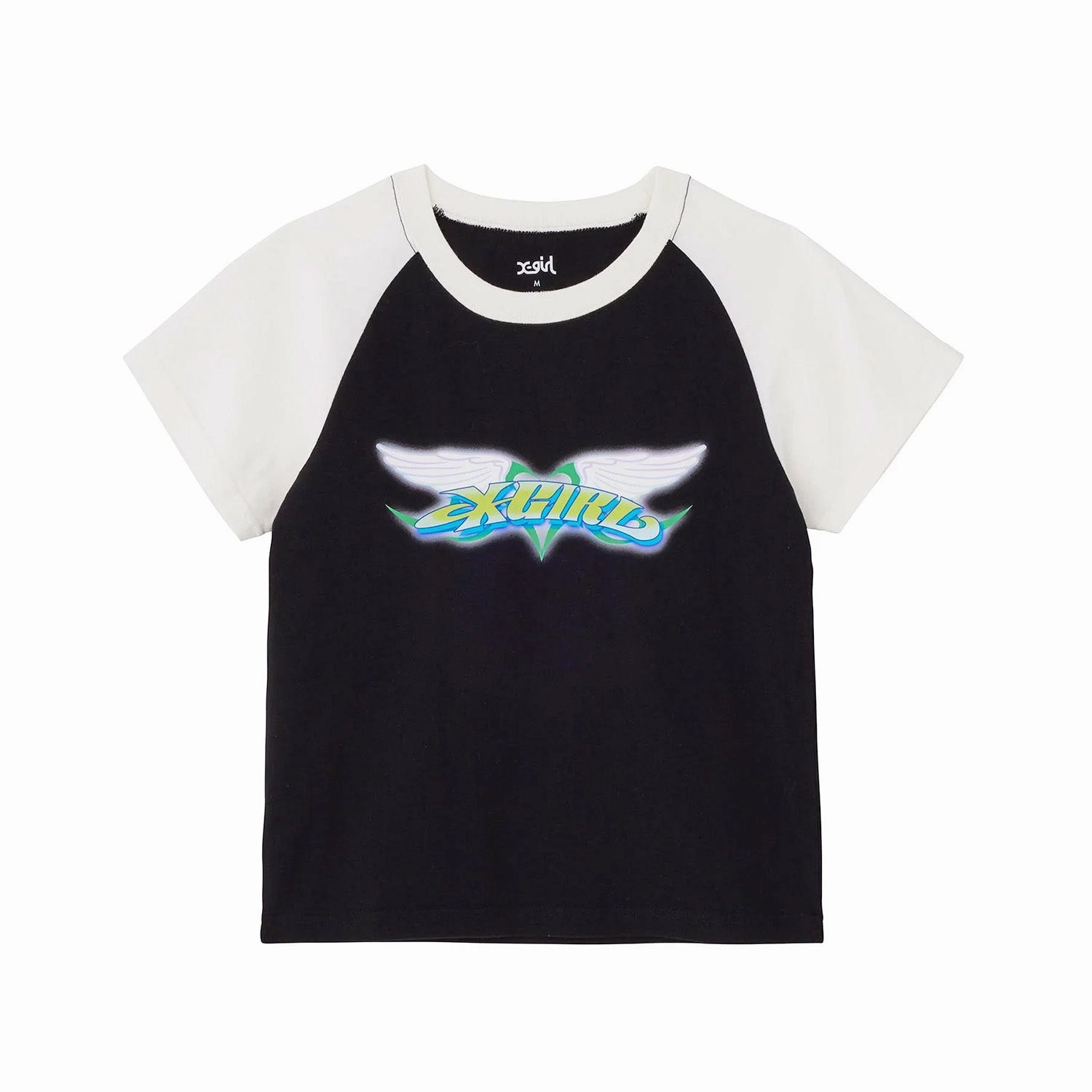 X-Girl Wings & Heart Raglan Sleeve Baby Tee 'Black' Simple Top Comfortable Pants