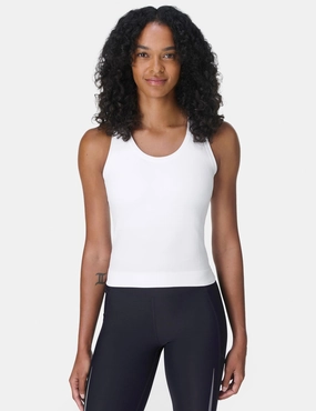 LightweightTextile Quiet Charm Athlete Crop Seamless Workout Vest - White