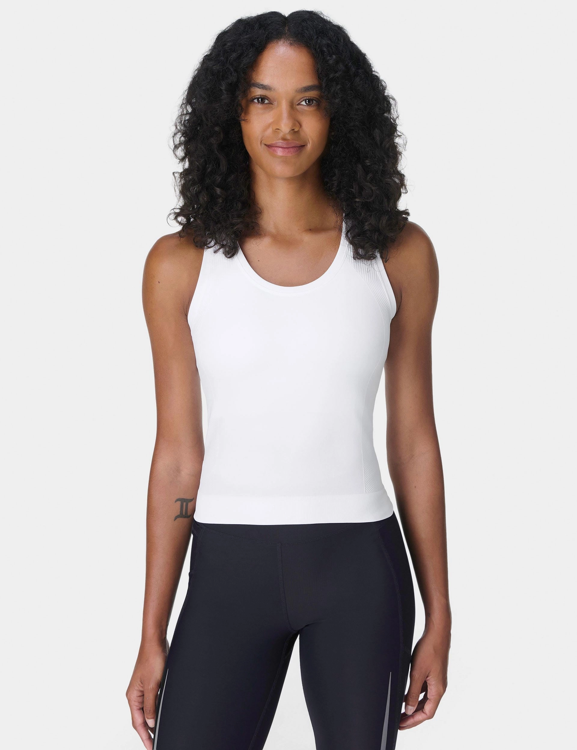 LightweightTextile Quiet Charm Athlete Crop Seamless Workout Vest - White