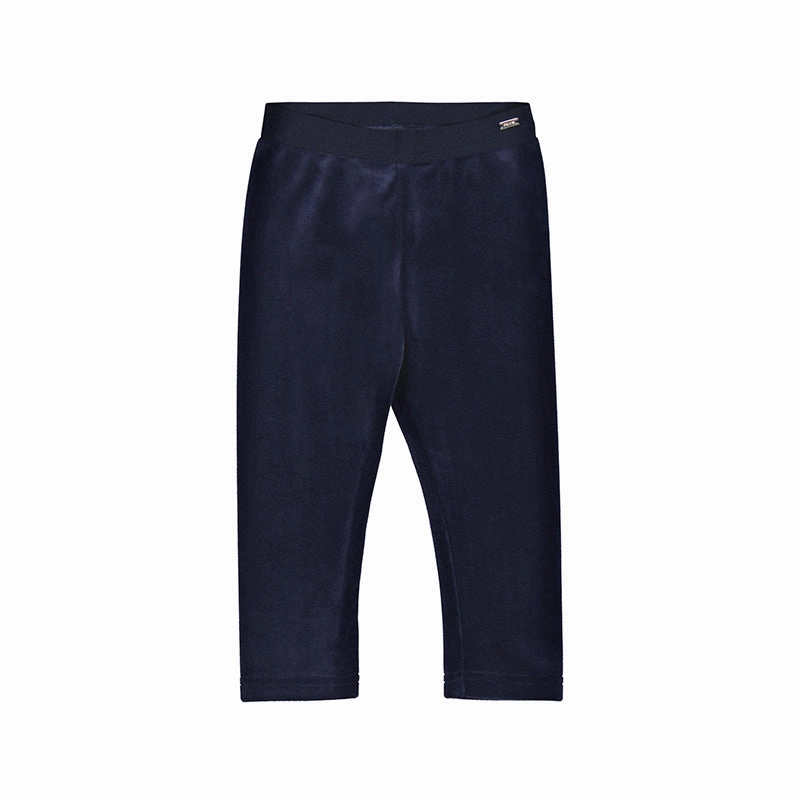 Polyester blended kids' apparel Mayoral Basic Velvet Leggings - Navy