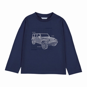 Mayoral Long Sleeve T-Shirt - Glow-in-the-dark Blue Corduroy clothes for kids