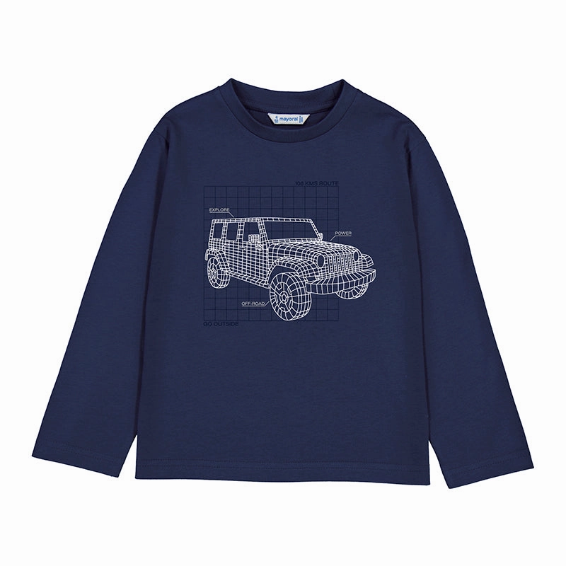Mayoral Long Sleeve T-Shirt - Glow-in-the-dark Blue Corduroy clothes for kids