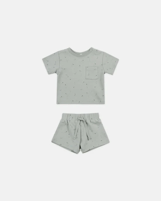 Quincy Mae Boxy Pocket Tee and Short Set - Constellations Adorable