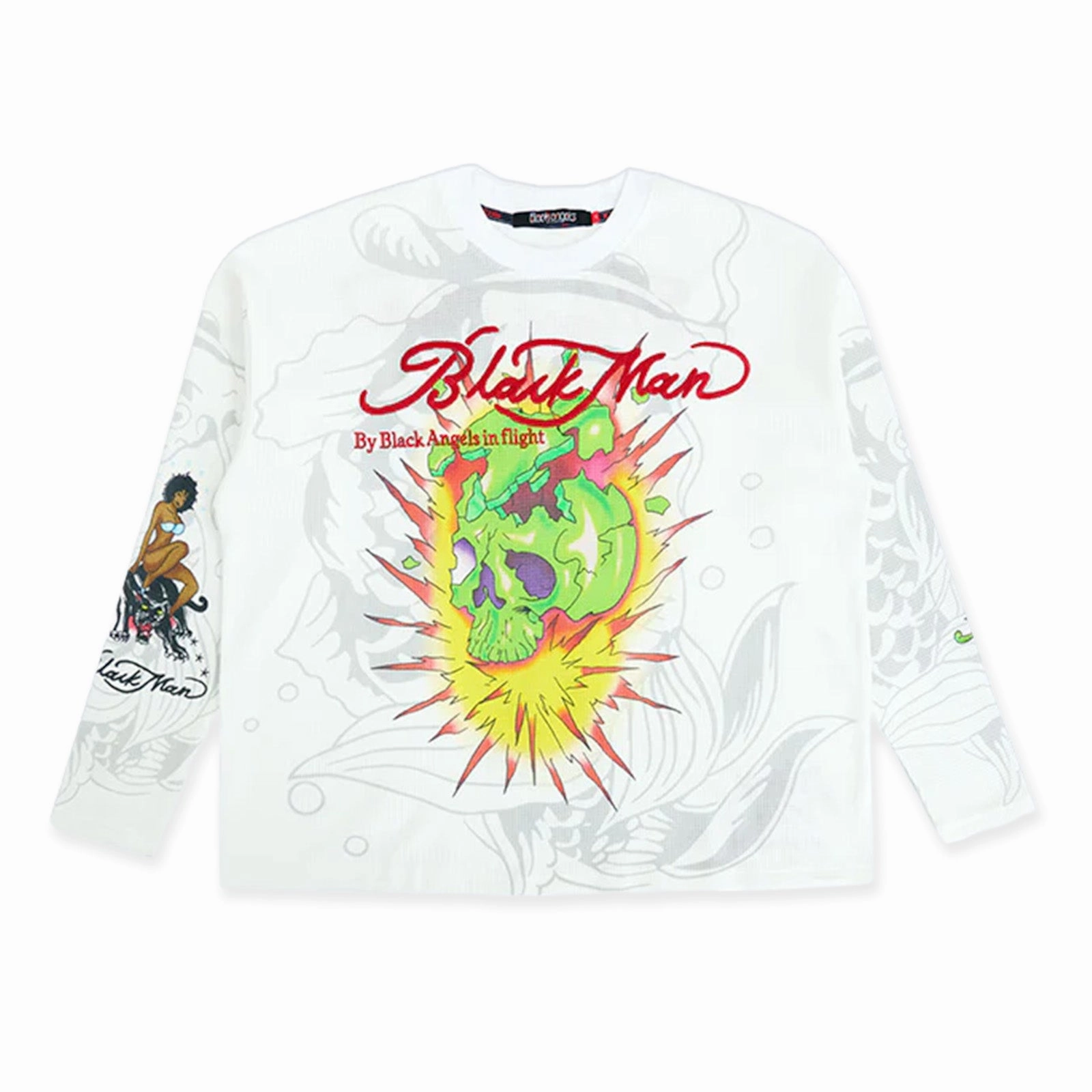 Black Angels In Flight Where Is Africa Tattoo Thermal 'White' Utility Jacket