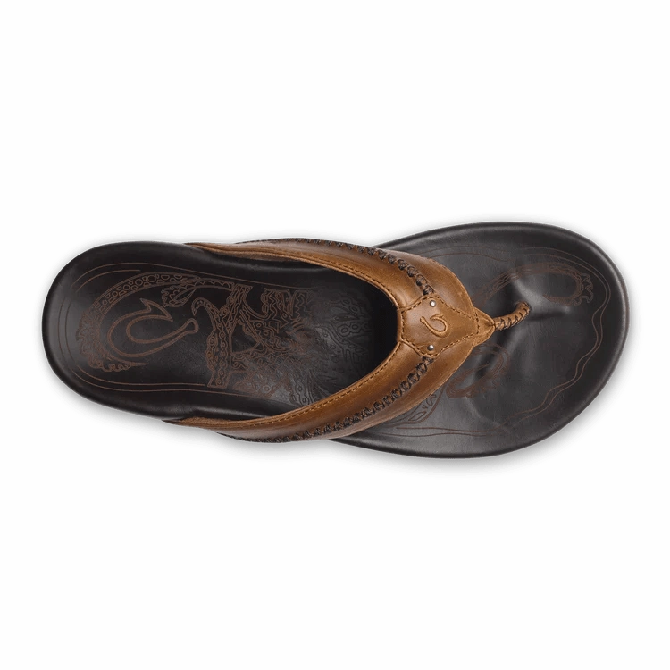 LightweightWeave Olukai Men's Mea Ola - Tan/Dark Java