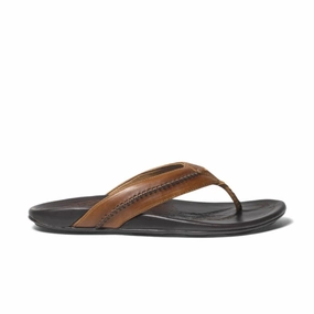 Tagless Labeling Olukai Men's Mea Ola - Tan/Dark Java