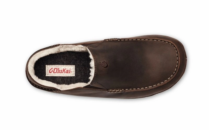 Fame Glow Windproof Outer Layer Olukai Men's Moloa Slipper - Dark Wood