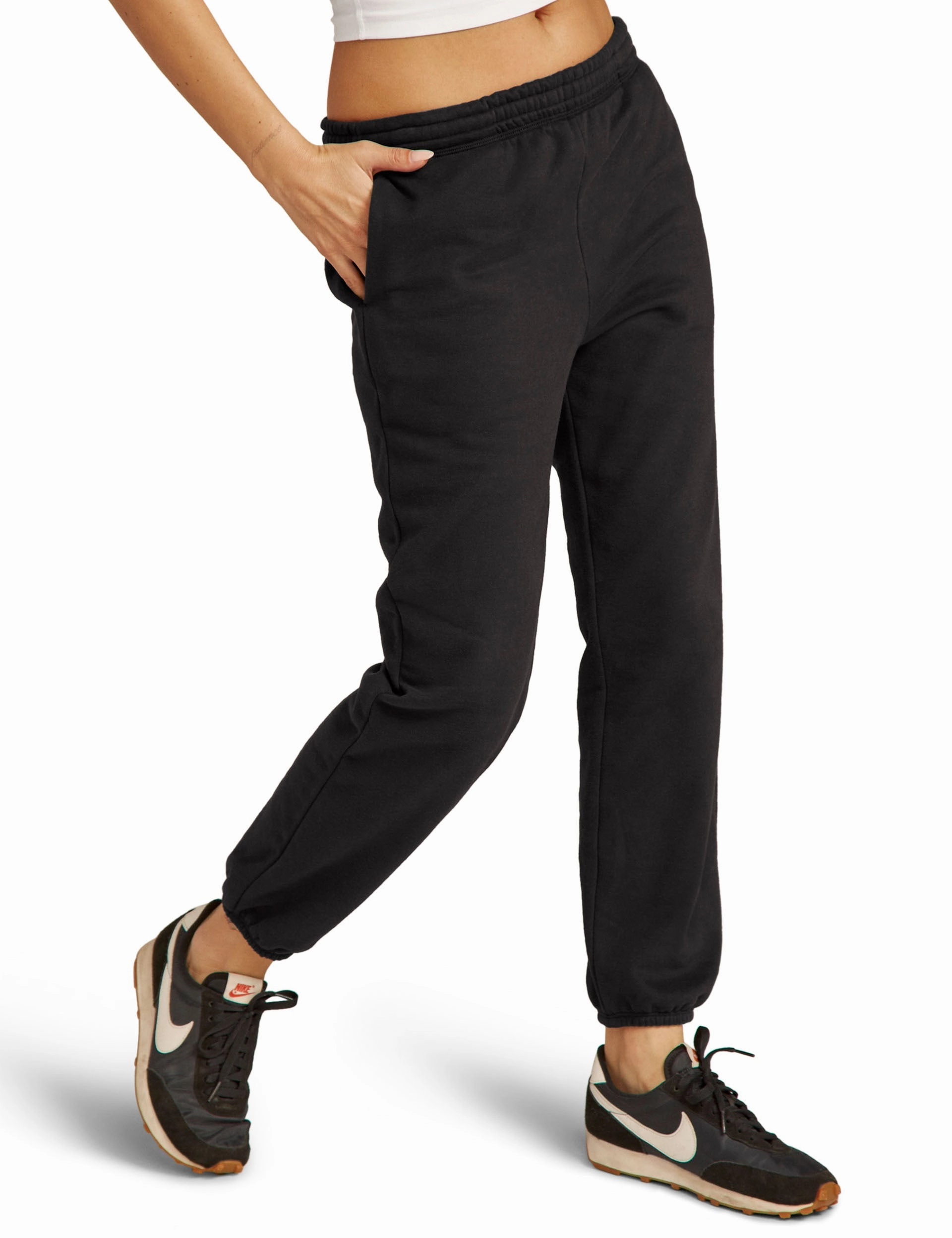 ON THE GO SWEATPANTBLACK High Waist Capri Breathable Waist