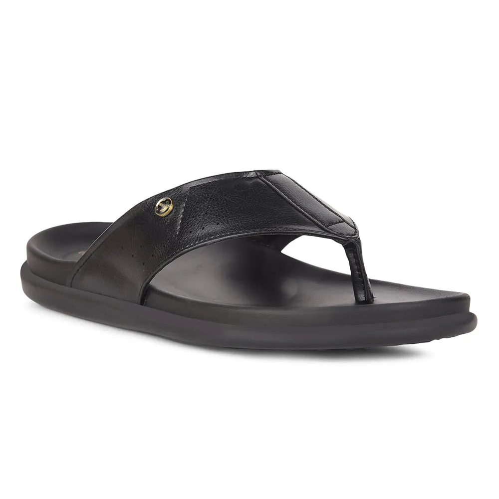 Healers Casual Black Slippers For Men LEEKS-1 By Liberty fartlek running ComfortCushion