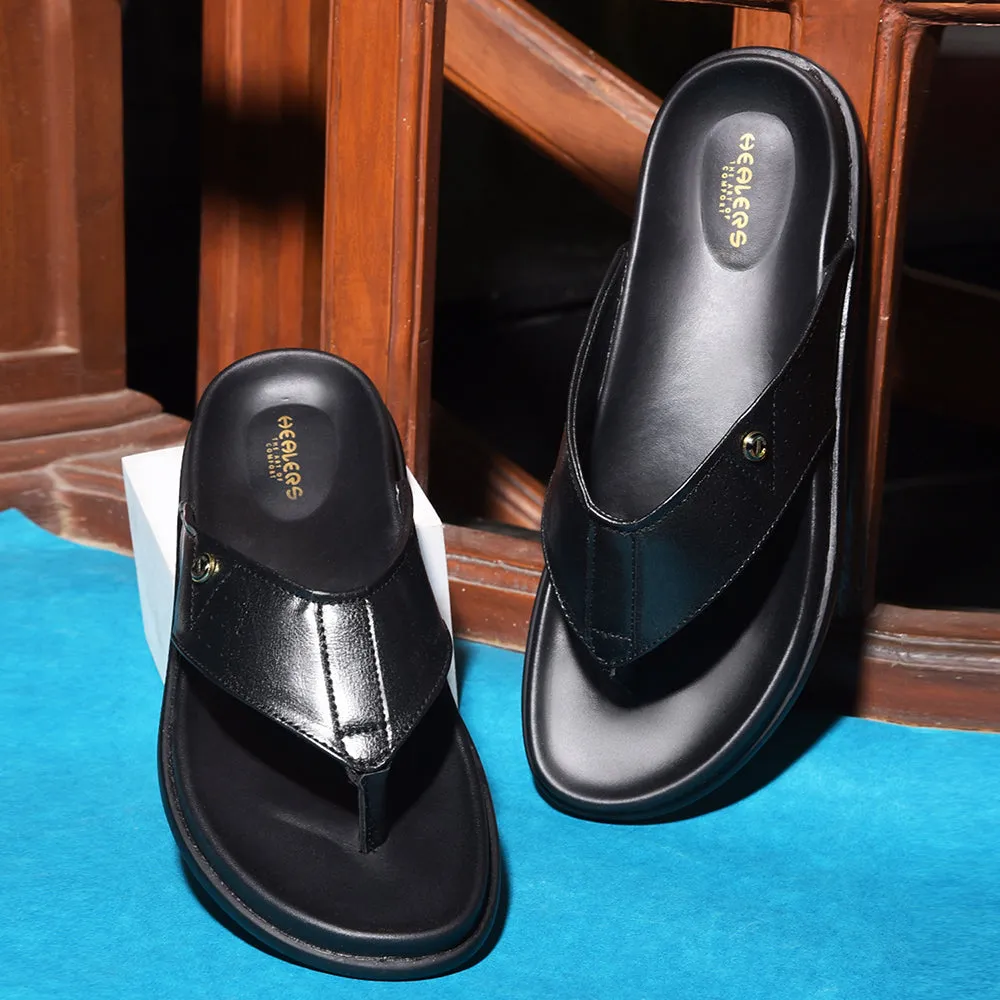 Healers Casual Black Slippers For Men LEEKS-1 By Liberty Outdoor - exercise