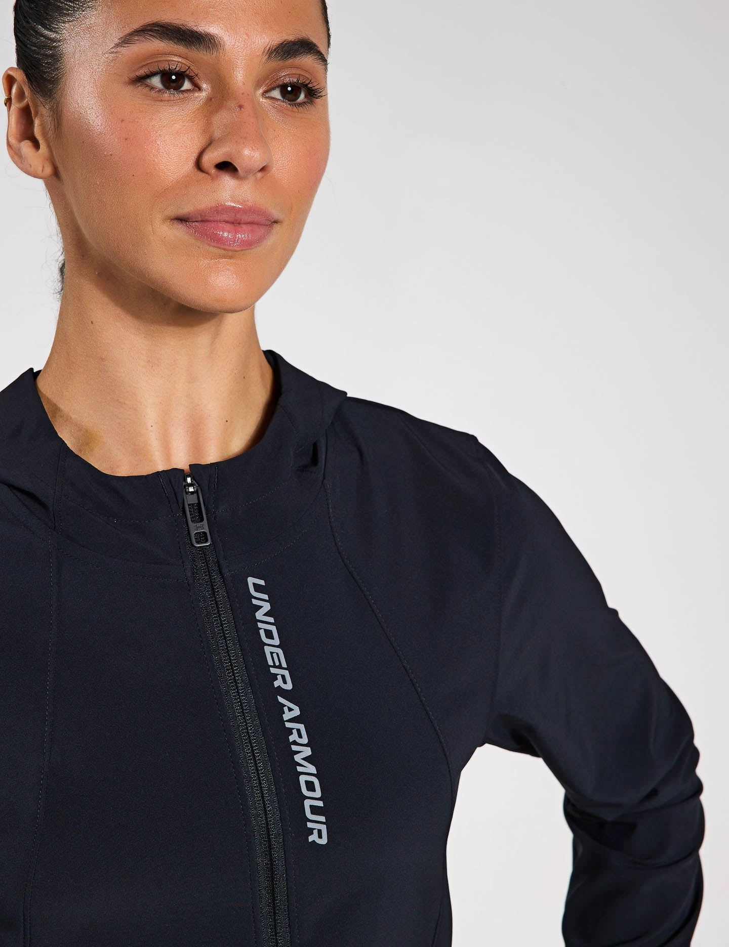 Moisture Wicking Material CompressionPackableFabric OutRun The Storm Jacket - Black/Reflective