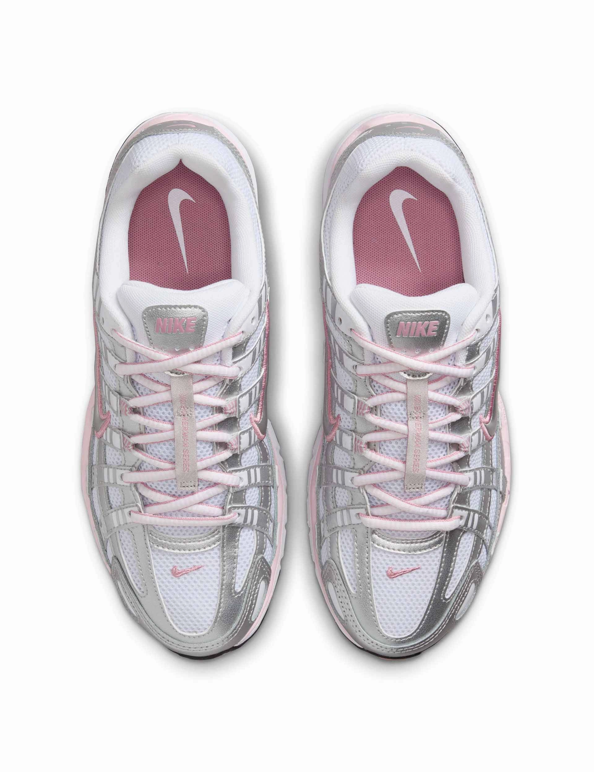 P-6000 Shoes - White/Metallic Silver/Elemental Pink Breathable Layer sustainable production shoes