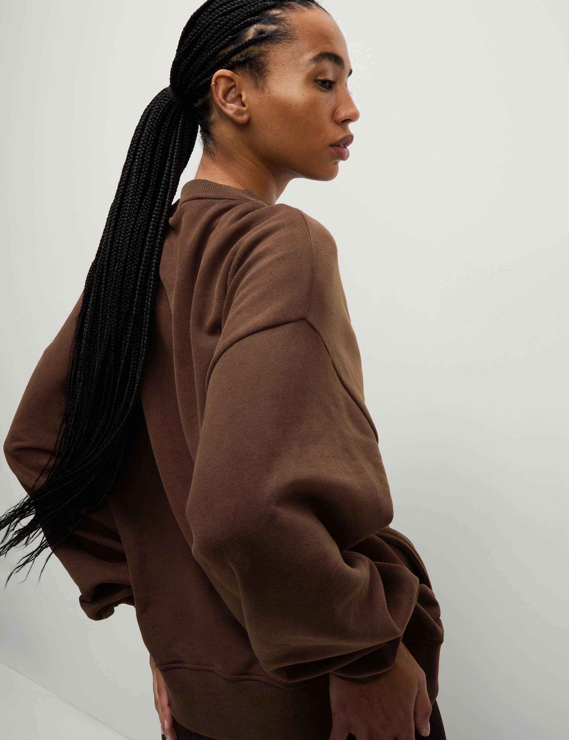 Cotton Rich Oversized Sweatshirt - Dark Chocolate winter break Platypus like