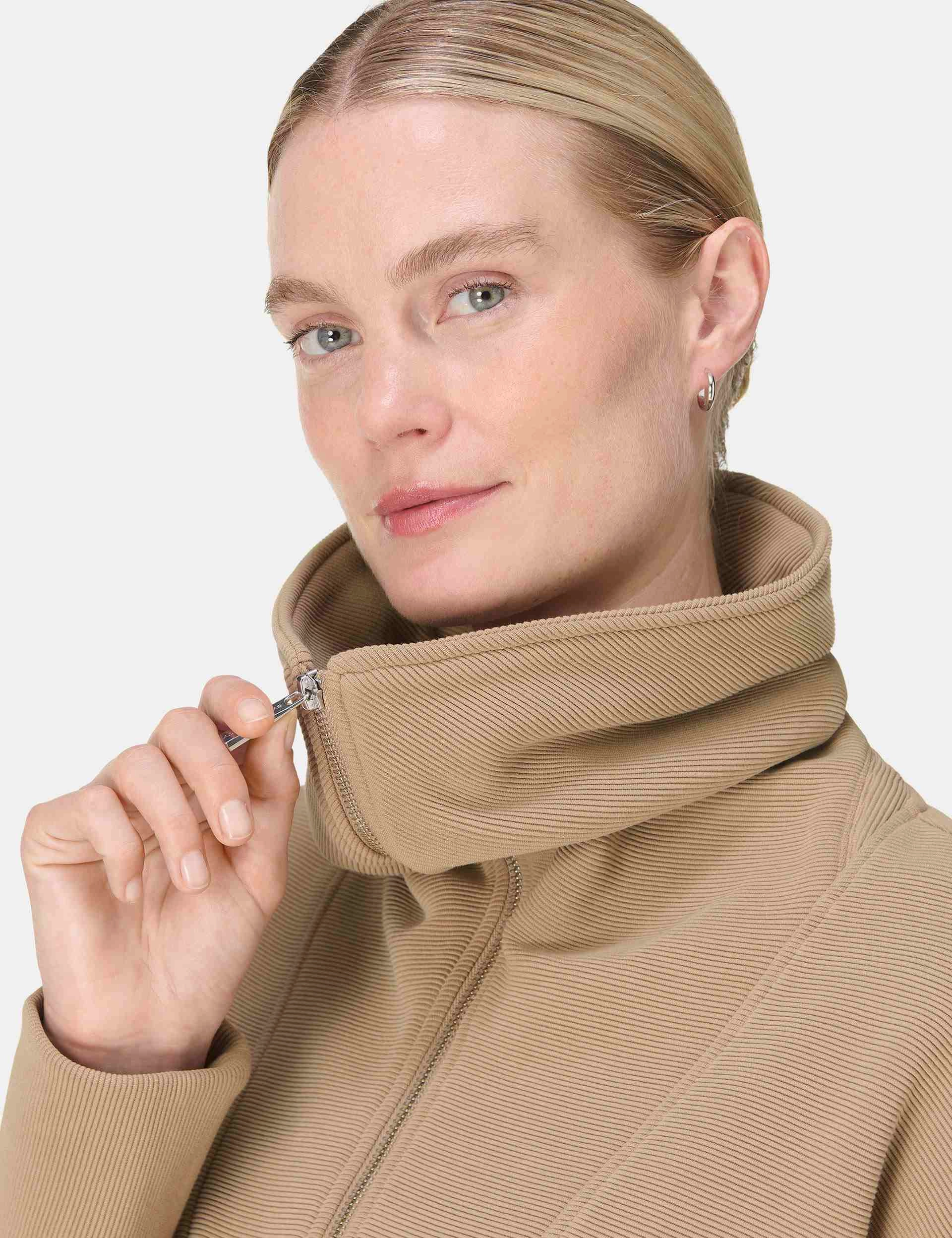 Peaceful Rib Half Zip Sweatshirt - Sepia Brown ZeroRestrictionMobility