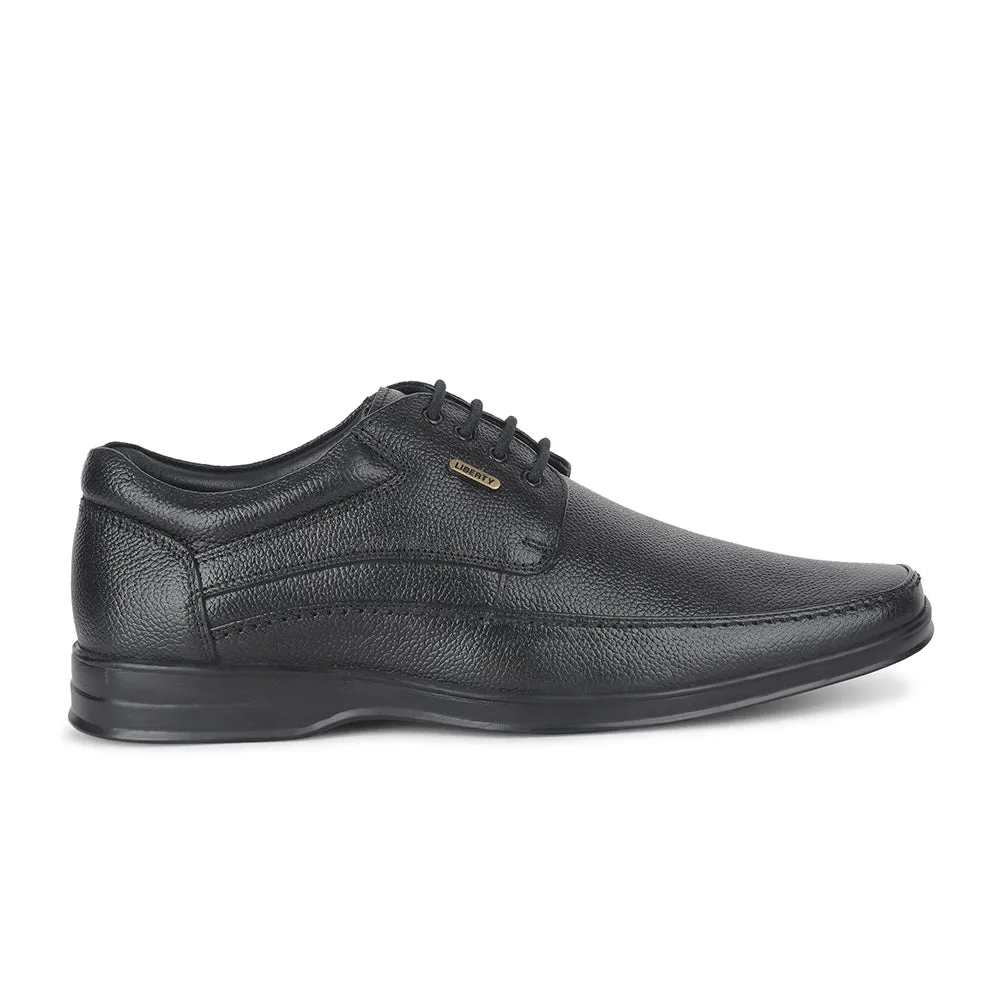 ankle - support - feature shoes Fortune by Liberty Men LOM-602 Black Formal Lacing Derby Shoes