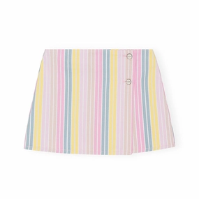 Ganni Stripe Denim Mini Skirt 'Multi' Magic Glow