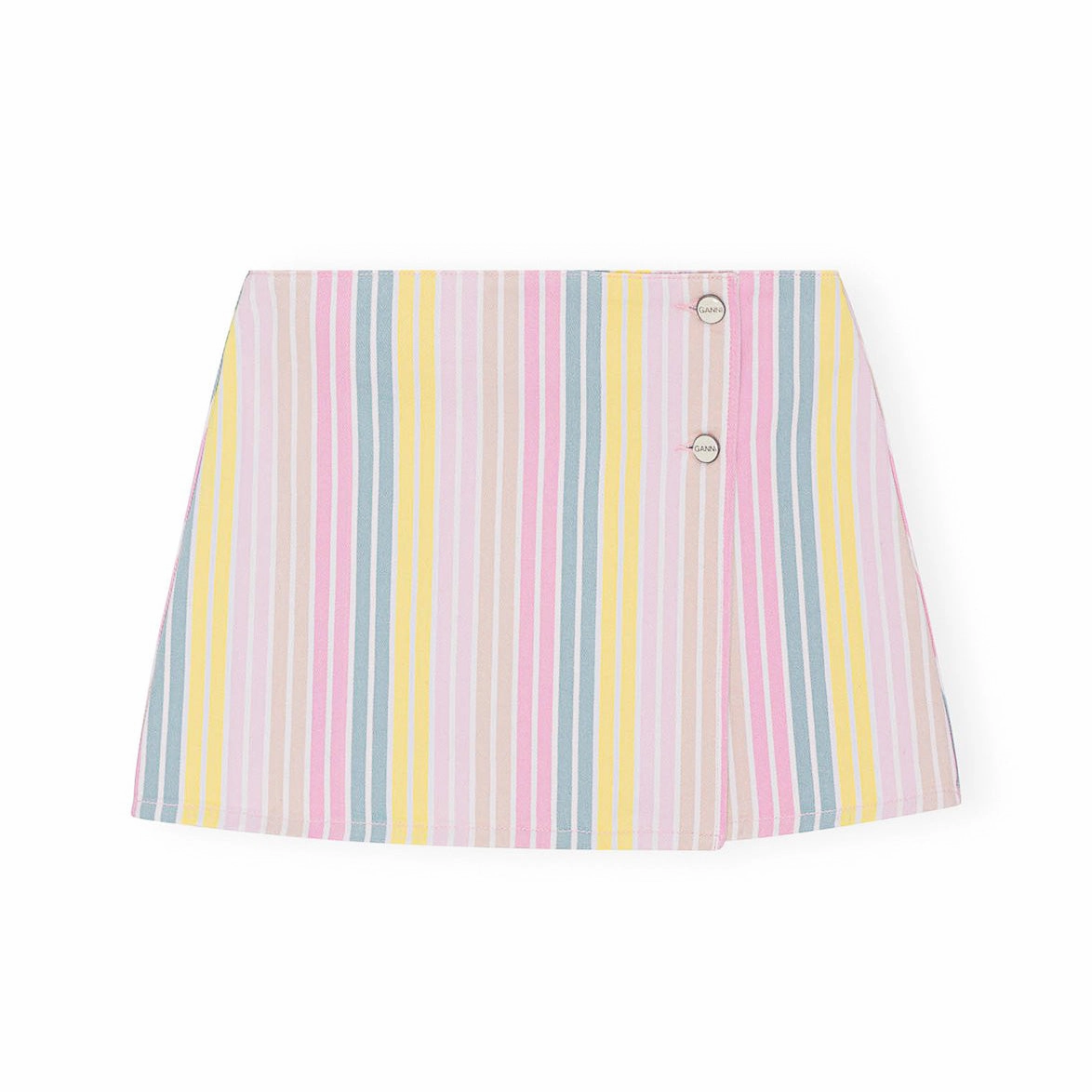 Ganni Stripe Denim Mini Skirt 'Multi' Magic Glow