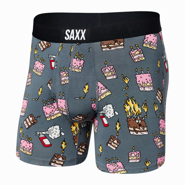 Seamless construction Easy Cool Men's Saxx Ultra Super Soft Boxer Brief Pattern: Fired Up Turbulence