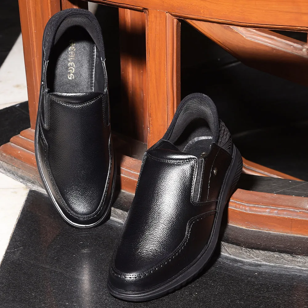 Healers Black Formal Mocassin Shoes For Men UVI-25 By Liberty Hyperbolic Lacing Configuration Knee support