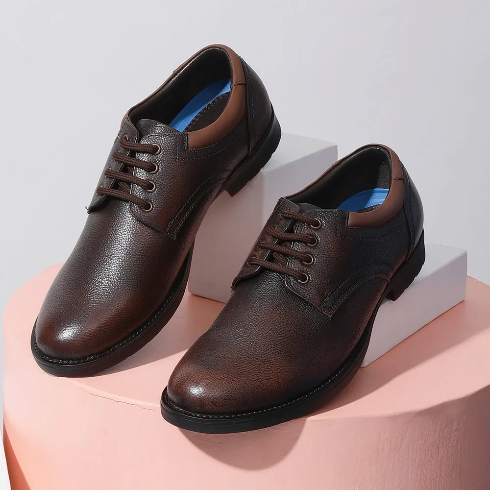 Healers Formal Brown Lace-Up Derby Shoes For Men GAS-C17 By Liberty Breathable Insole Material