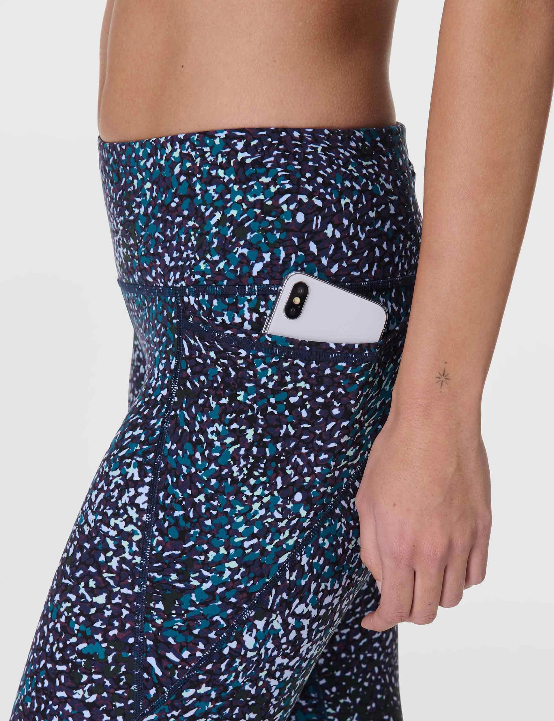 Power 7/8 Gym Leggings - Blue Aurora Print Bold Step Road Soul