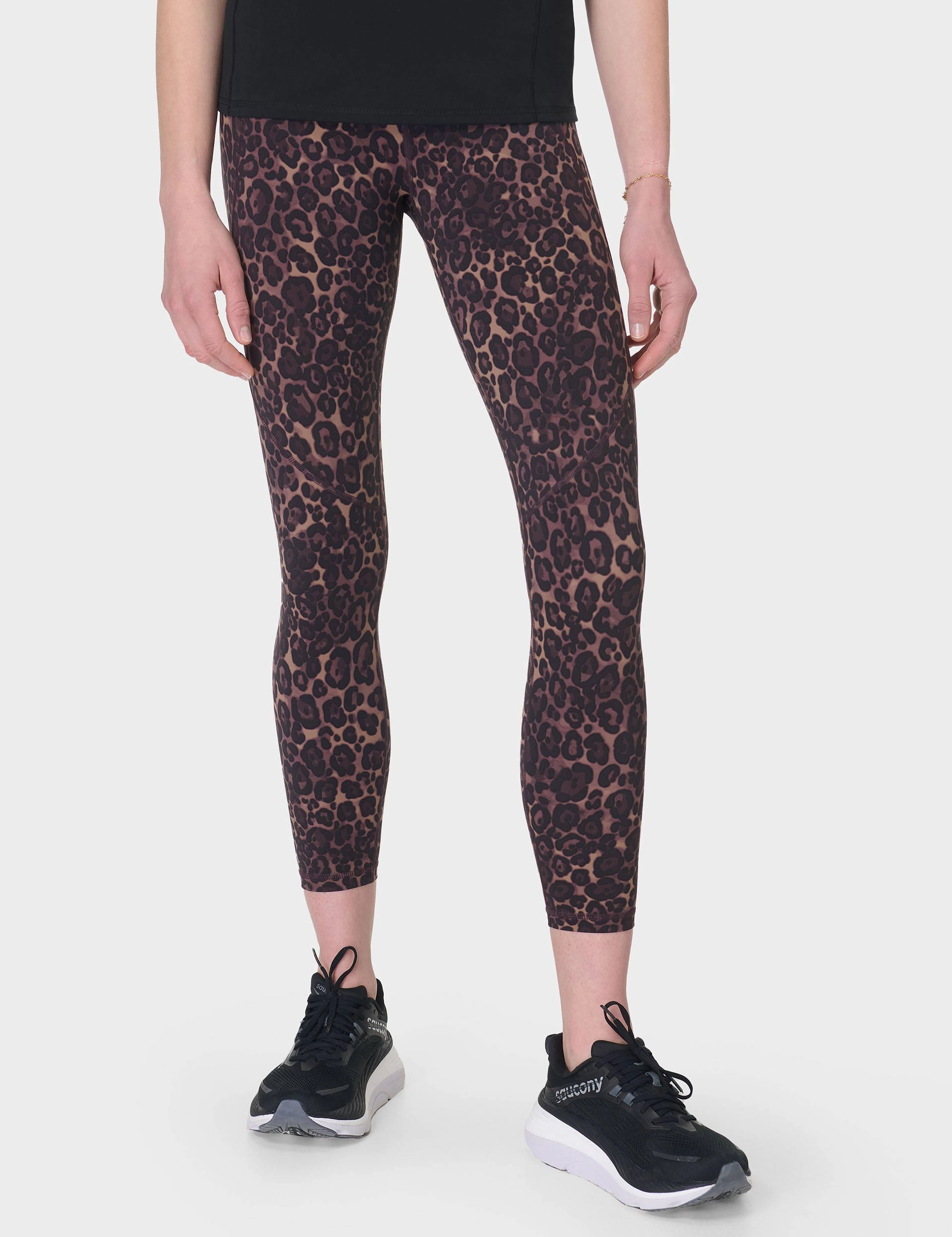 Power 7/8 Gym Leggings - Brown Wild Leopard Print ElasticBinding