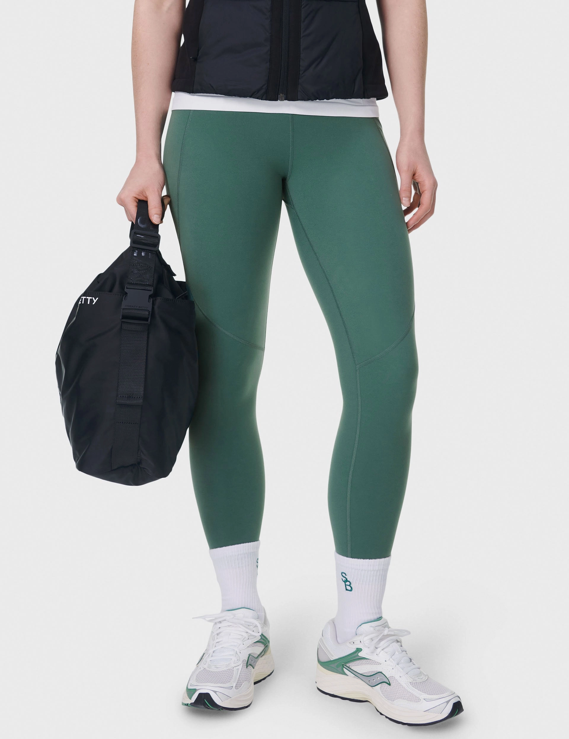 Work Ready Flexible Performance Power 7/8 Gym Leggings - Glade Green