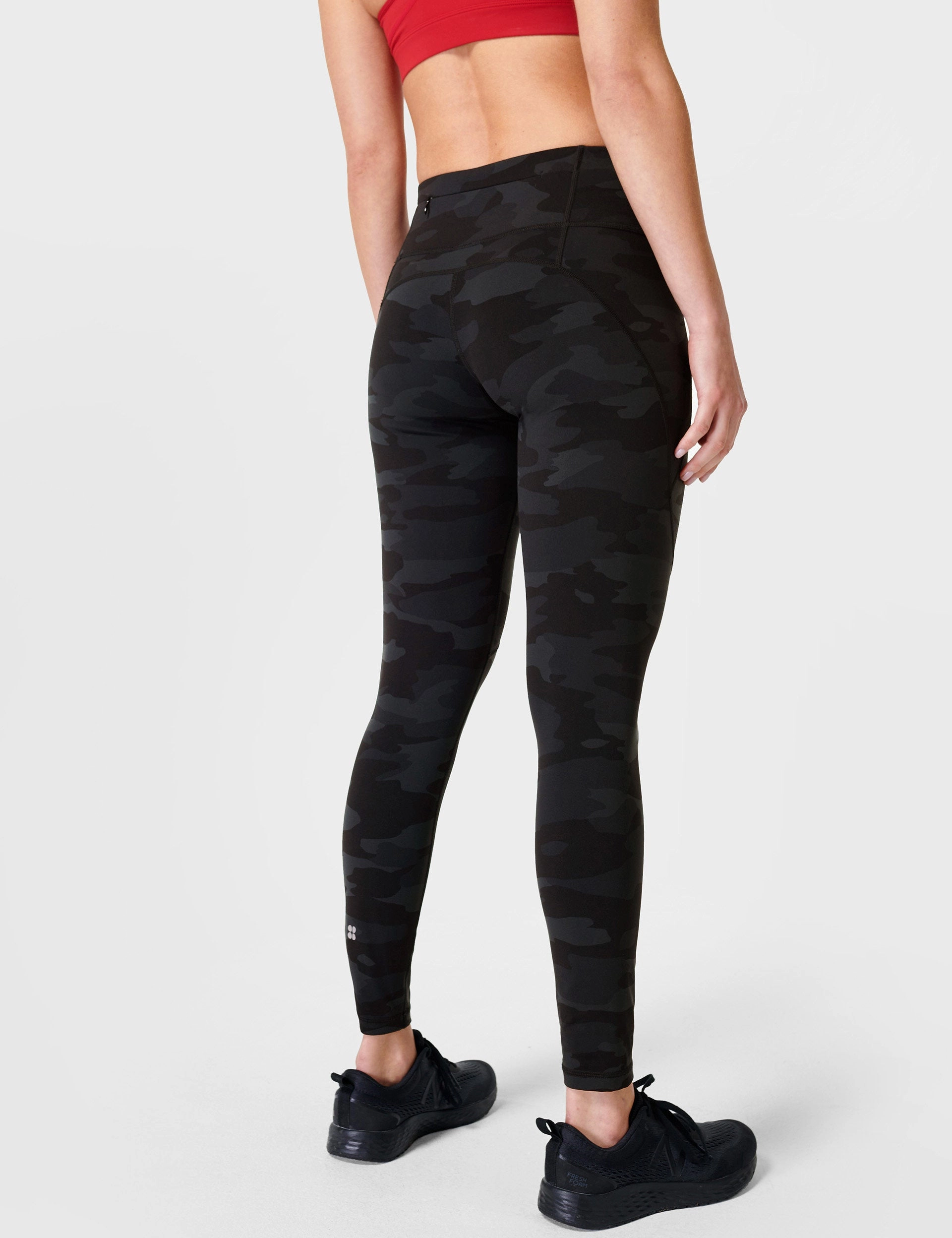 Power Gym Leggings - Ultra Black Camo Print Smooth Yarn FrictionReducing Lining