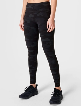 American Ease LightweightMaterial Power Gym Leggings - Ultra Black Camo Print