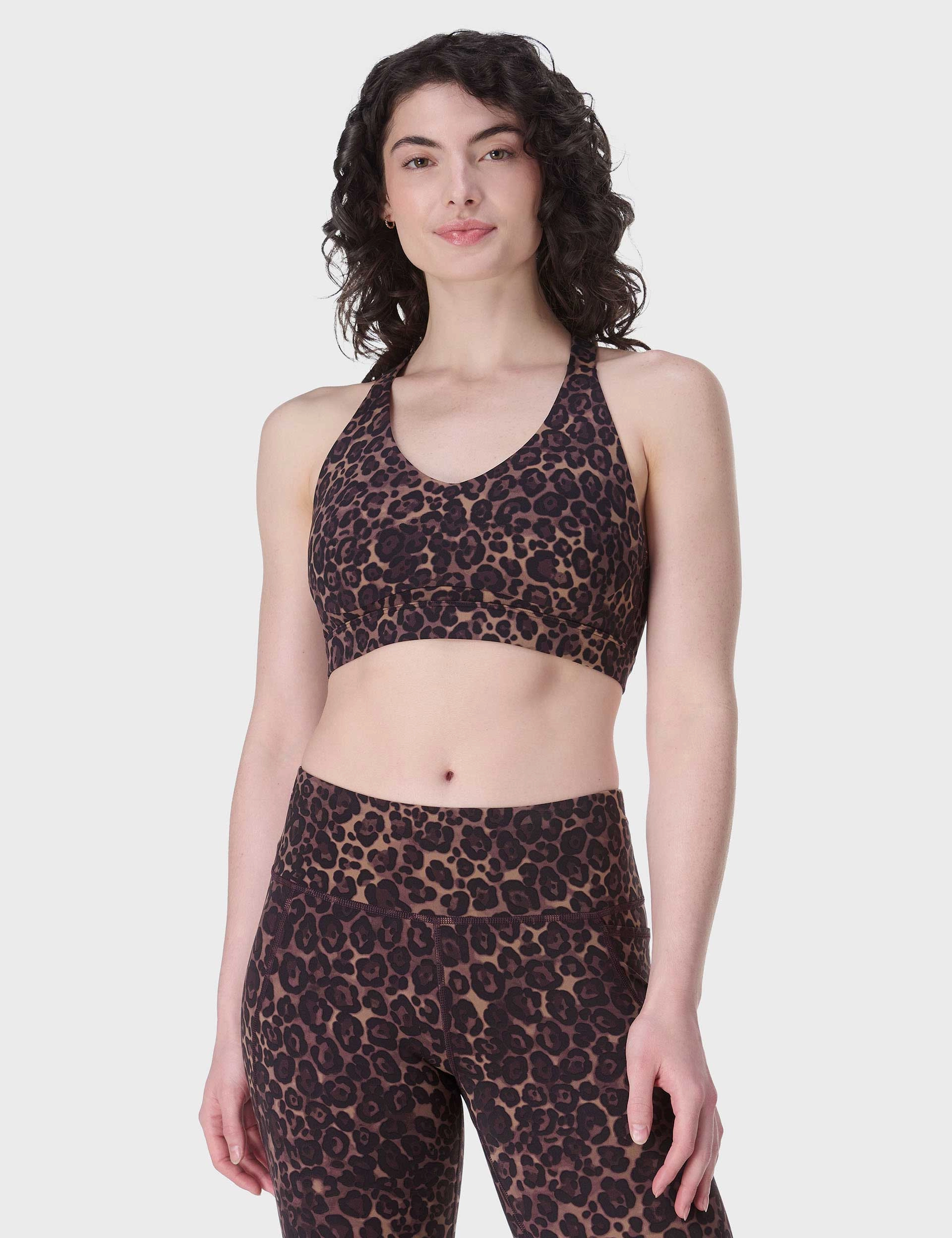 Power Pulse Bra - Brown Wild Leopard Print Washable fabric