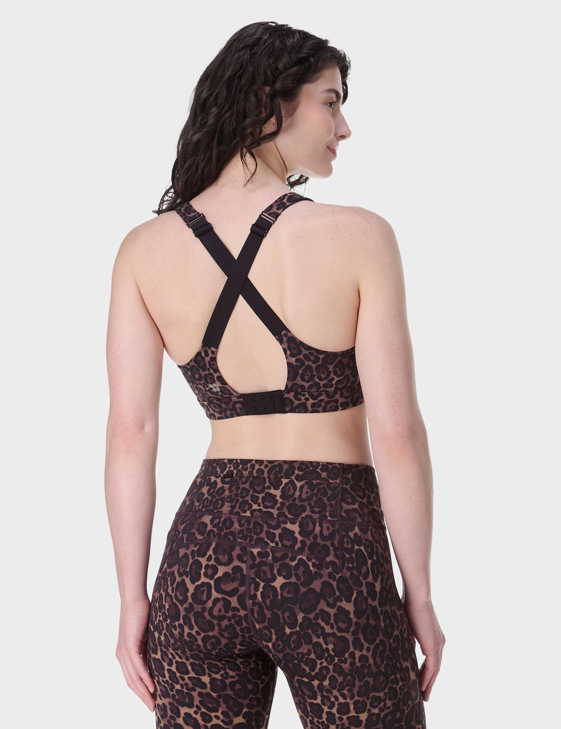 Power Pulse Bra - Brown Wild Leopard Print AntimicrobialCoating