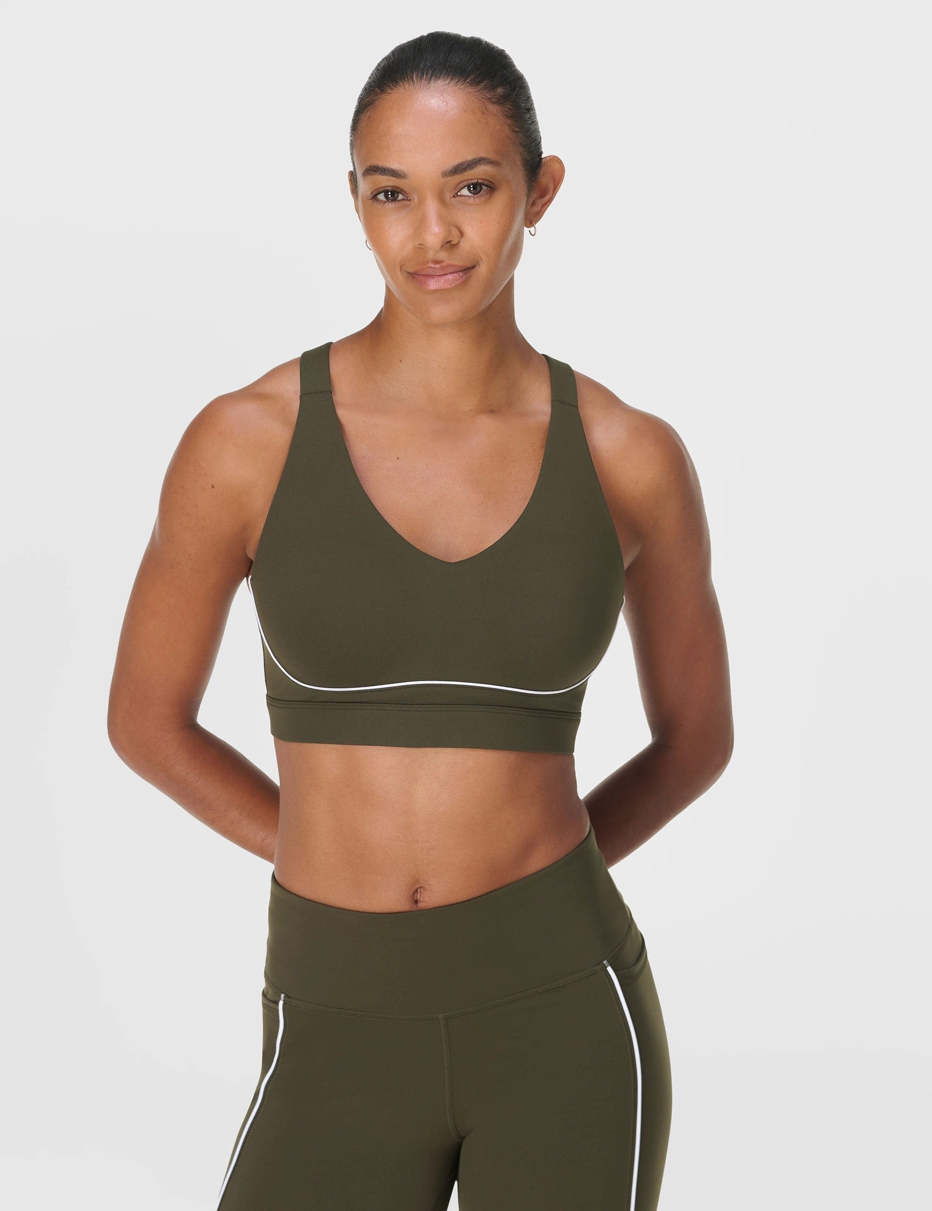Dream Base Power Pulse Bra - Nori Green/White