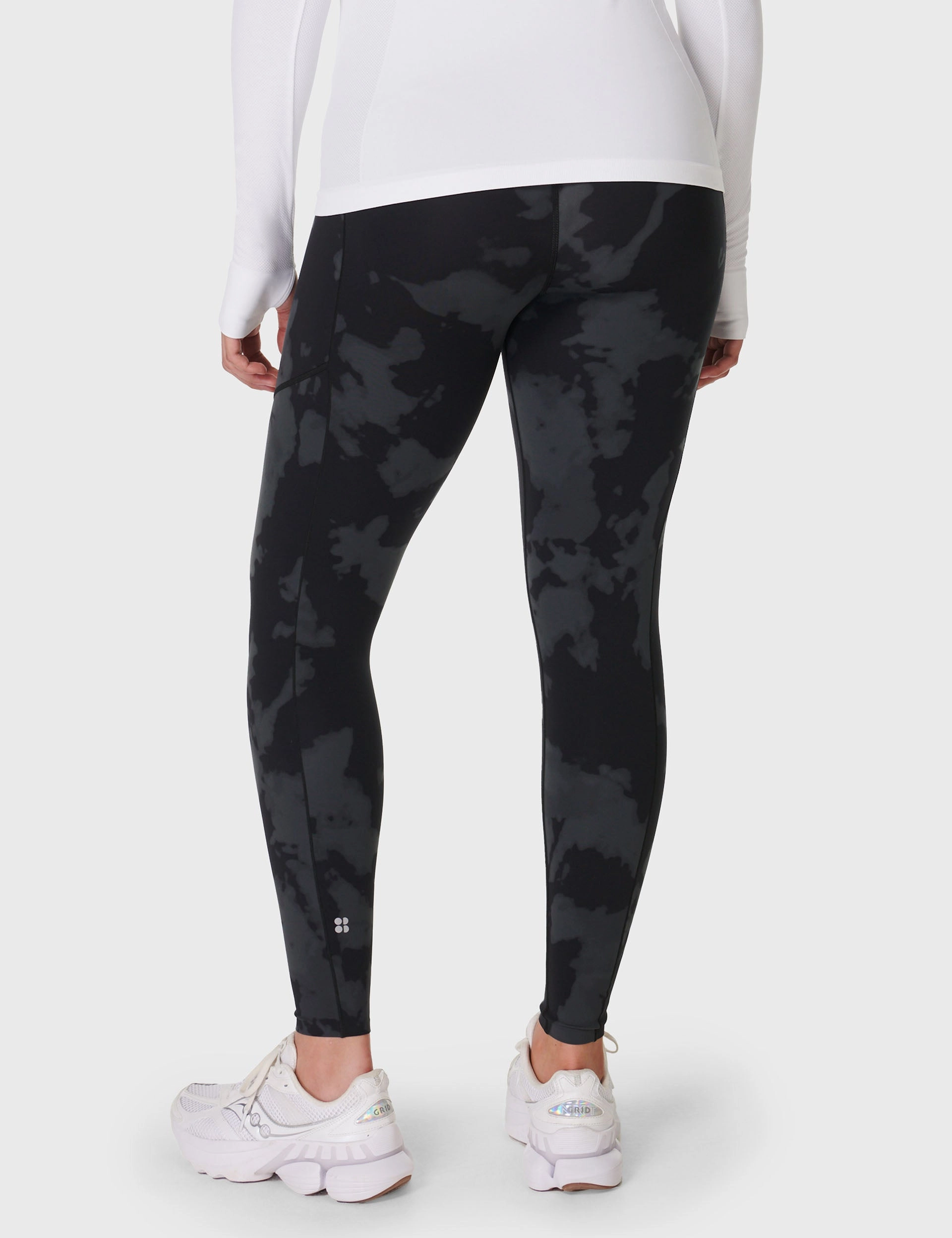 Sporty Style Antibacterial Finish Power UltraSculpt High Waisted Gym Leggings - Black Fade Print