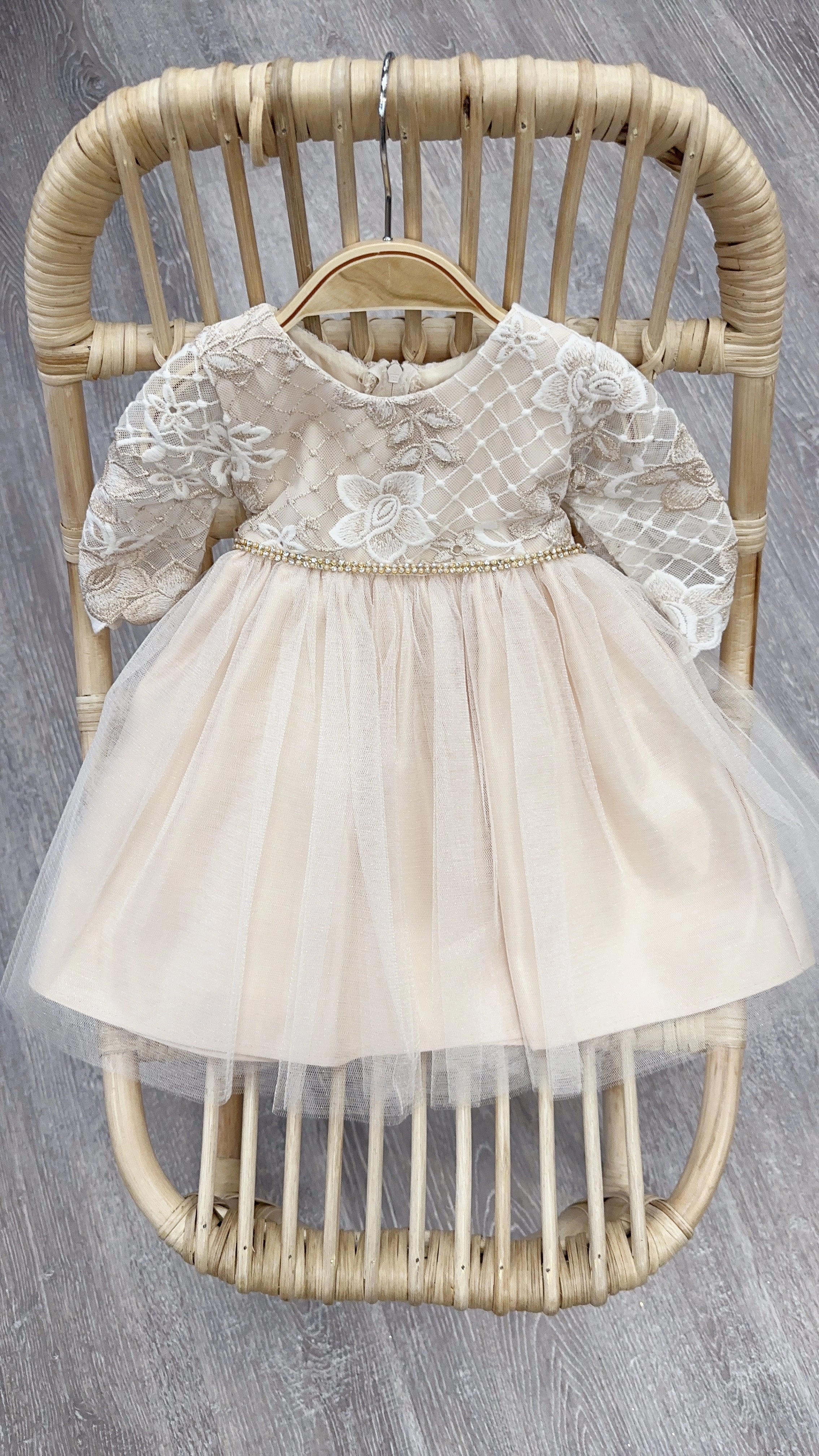 Jolene SKB871 Champagne Tulle Infant Dress - 12M Luxury Finish