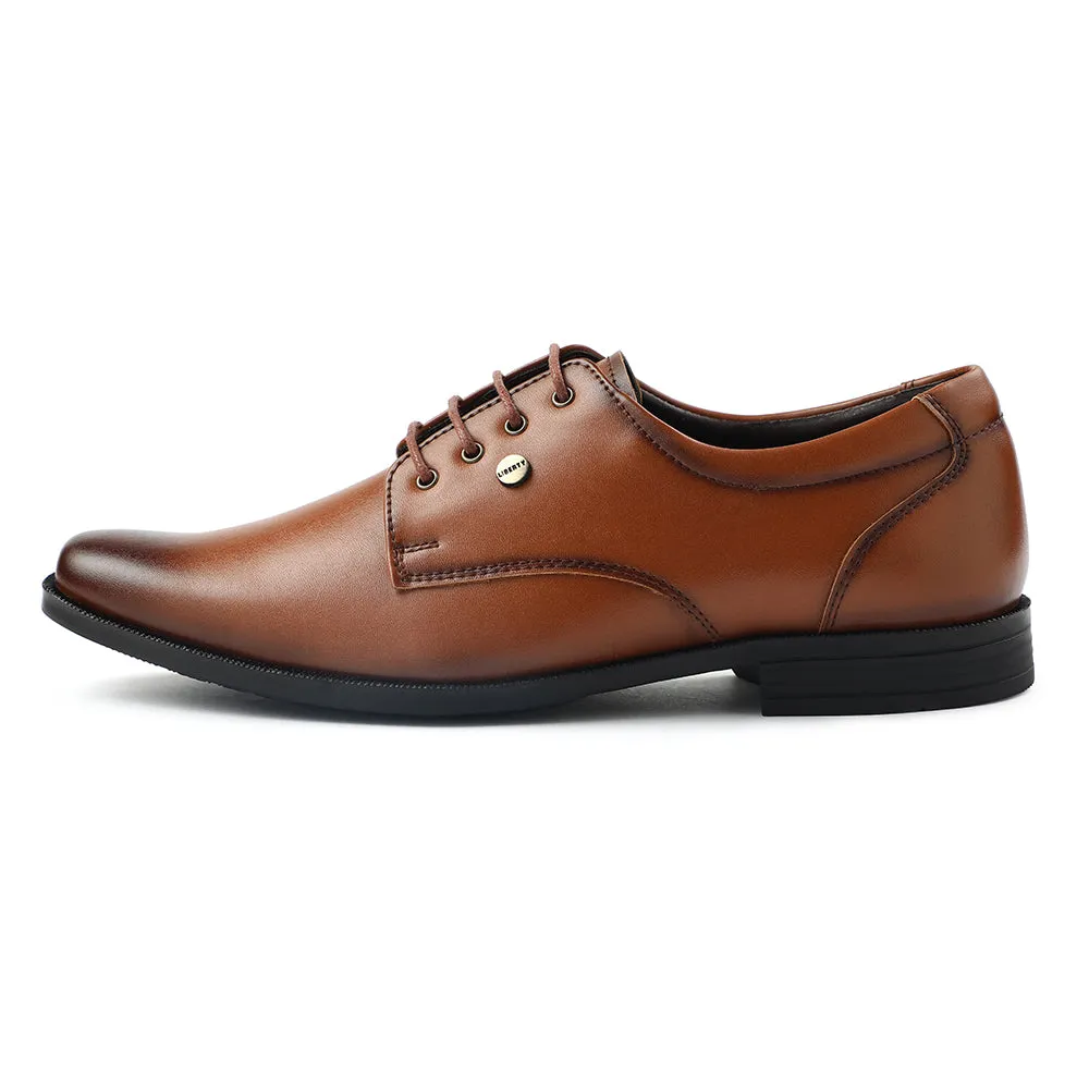 Fortune Tan Formal Lacing Derby Shoes For Men BENSTOCK1E By Liberty Multi-color combination