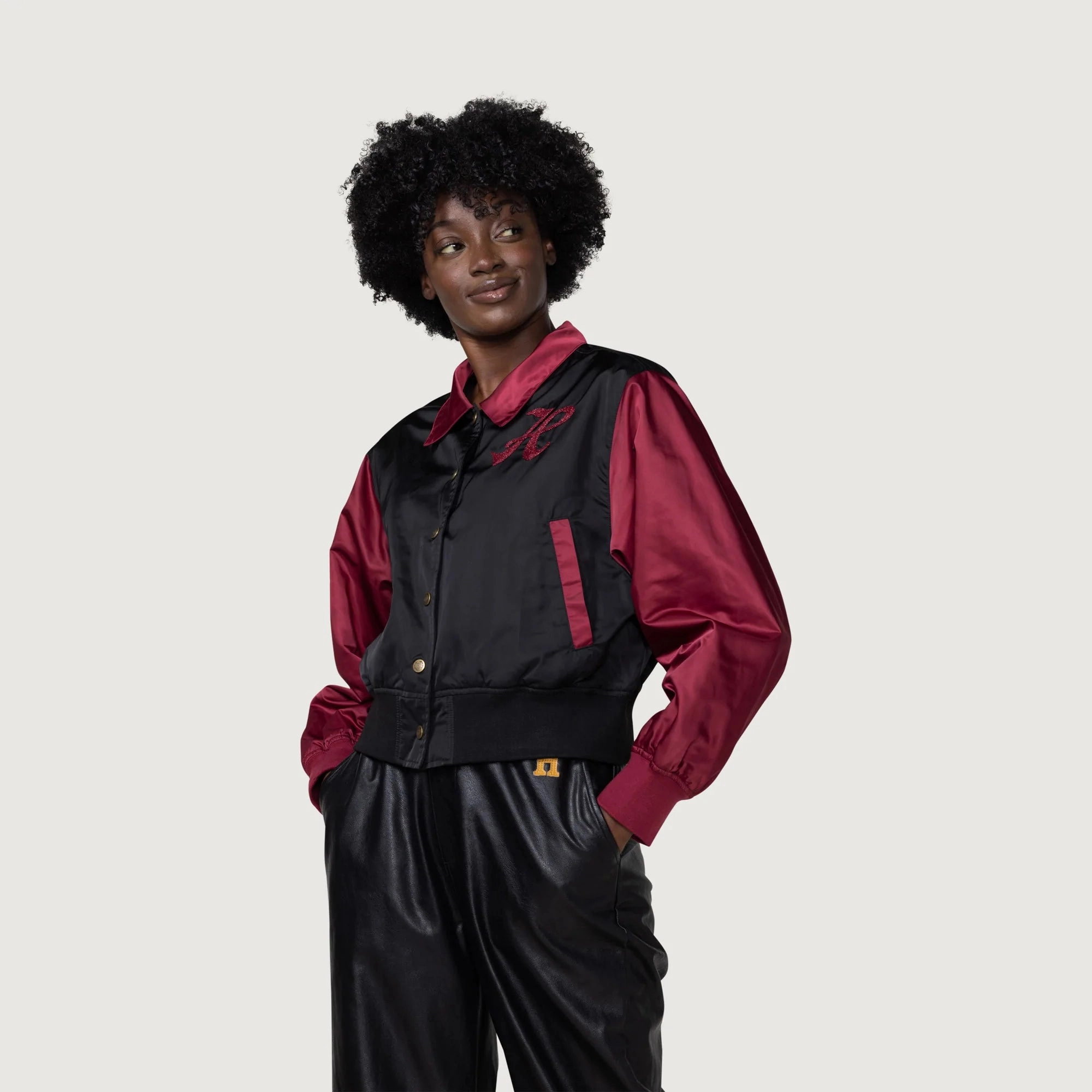 Womens Honor The Gift Stadium Jacket 'Maroon' AbrasionResistantFabric