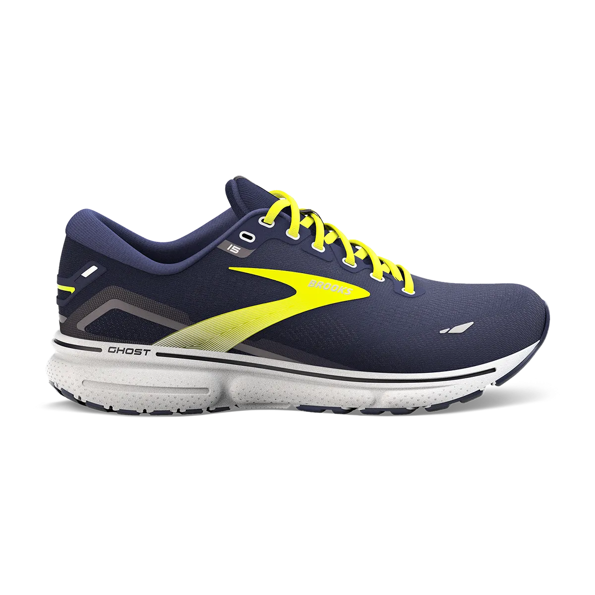 Brooks Ghost 15 - Peacoat - Nightlife - Grey sports lover posture - correcting shoes