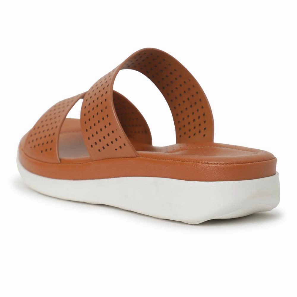 Healers Tan Casual Slippers For Women JD-38 By Liberty Ultra Light Cushion