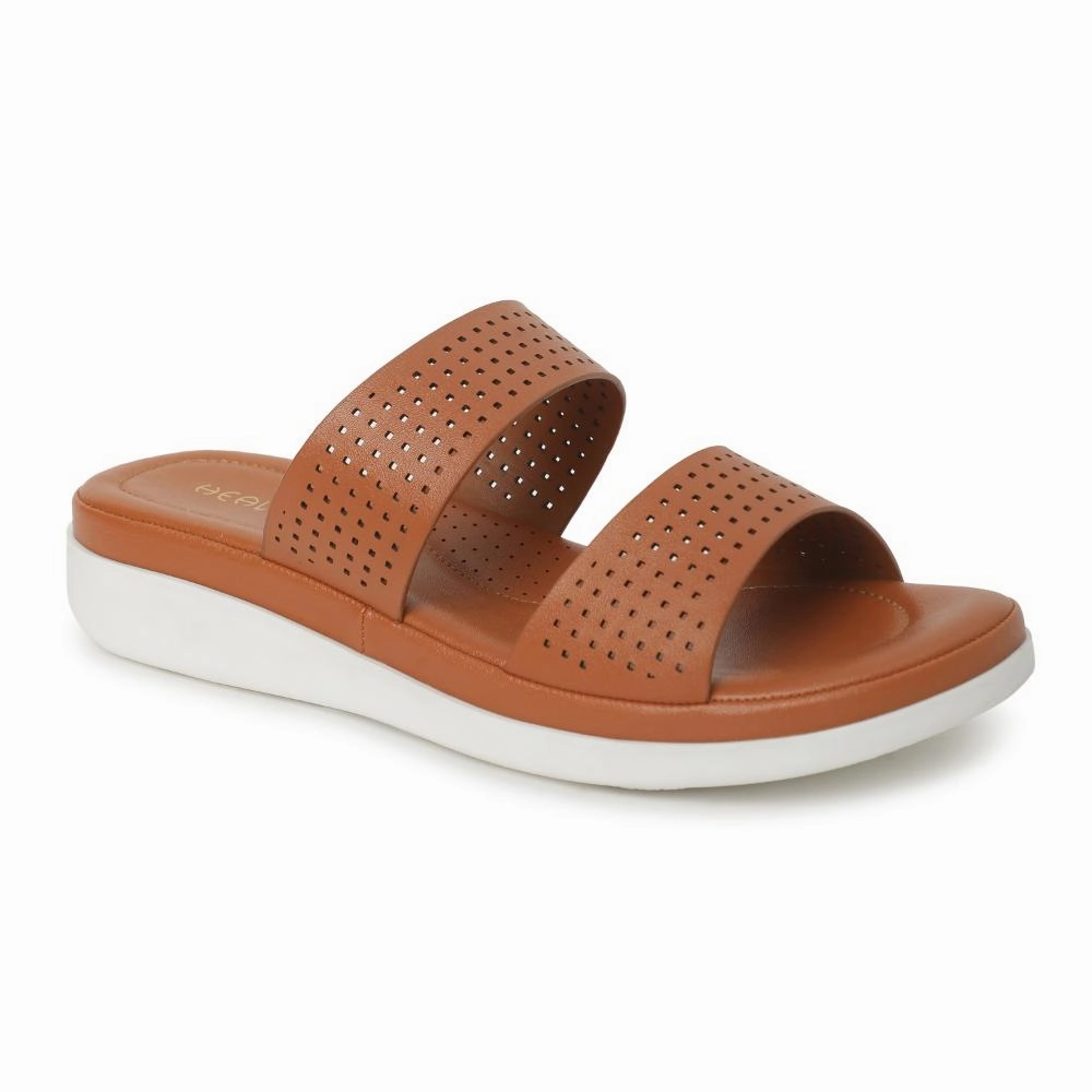 Ground Contact Zone arch - support insole shoes Healers Tan Casual Slippers For Women JD-38 By Liberty