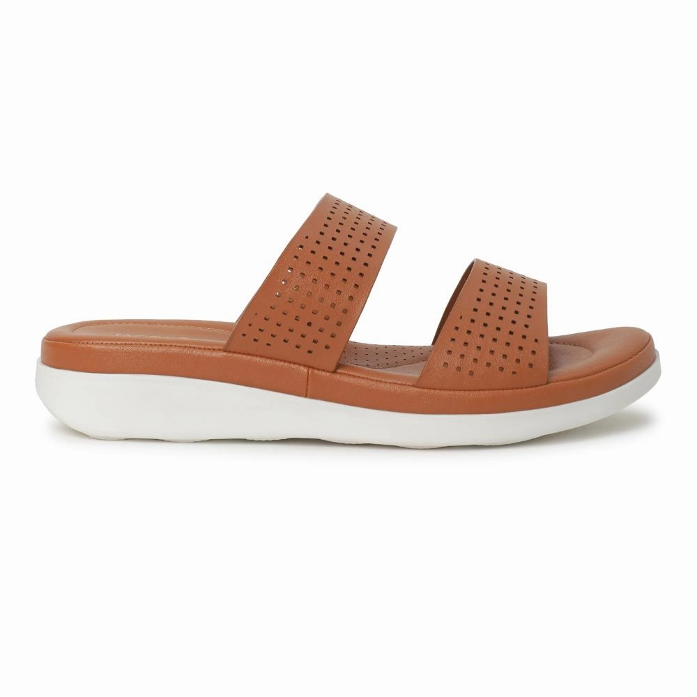 Healers Tan Casual Slippers For Women JD-38 By Liberty 3D Printed Overlay youth sizes