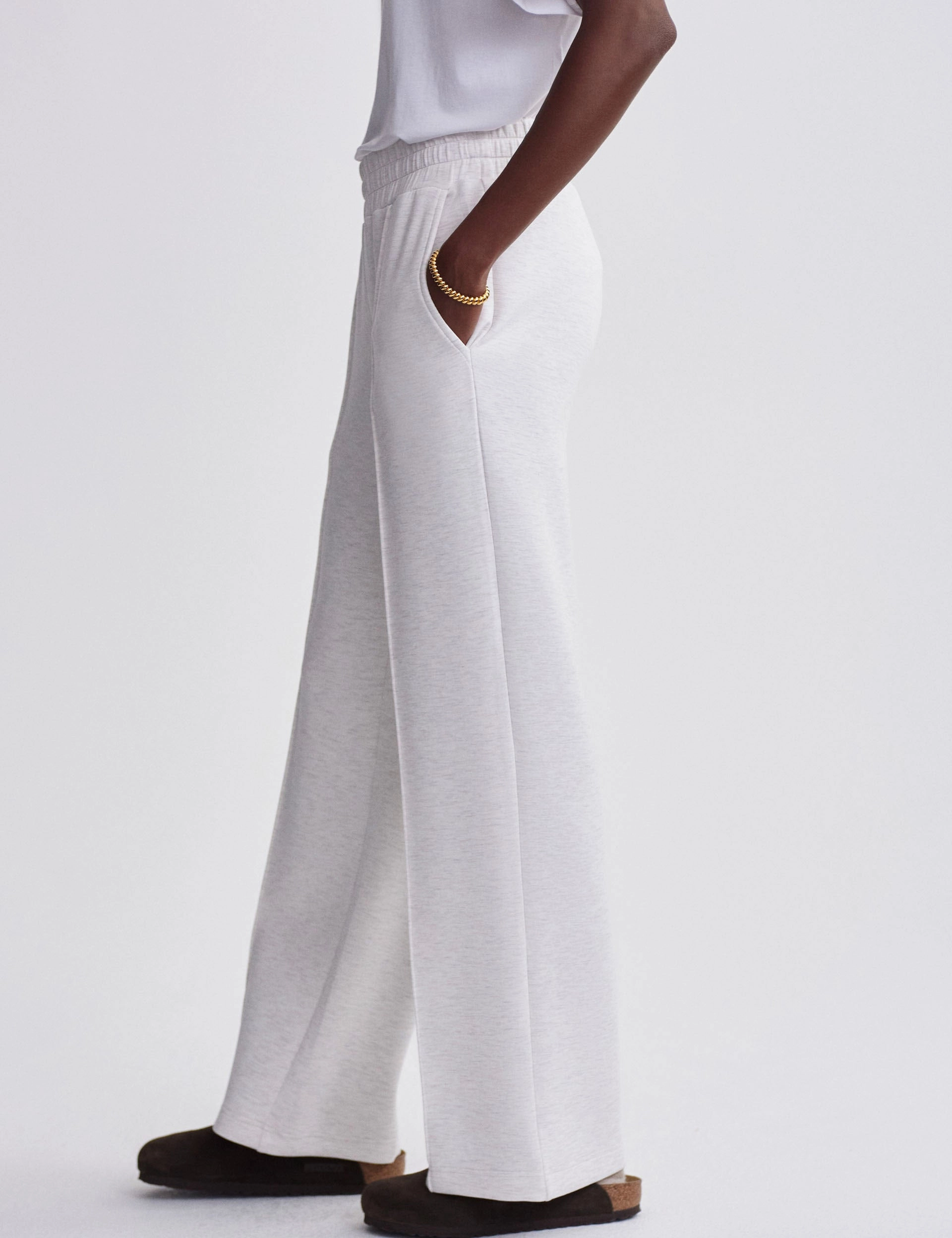 StretchRecoveryFabric The Wide Leg Pant 30" - Ivory Marl