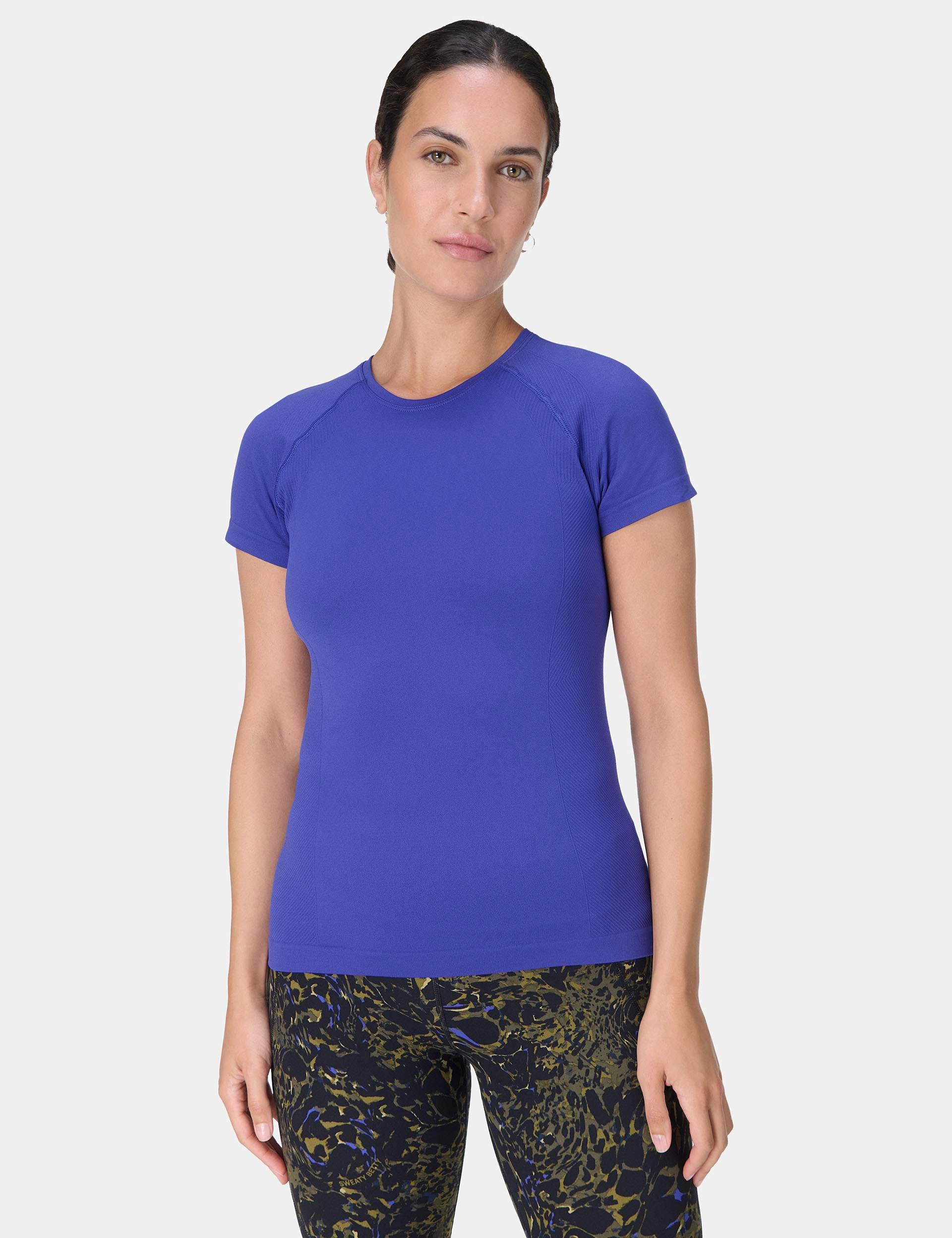MultiPanelDesign Athlete Seamless Workout T-Shirt - Rich Blue
