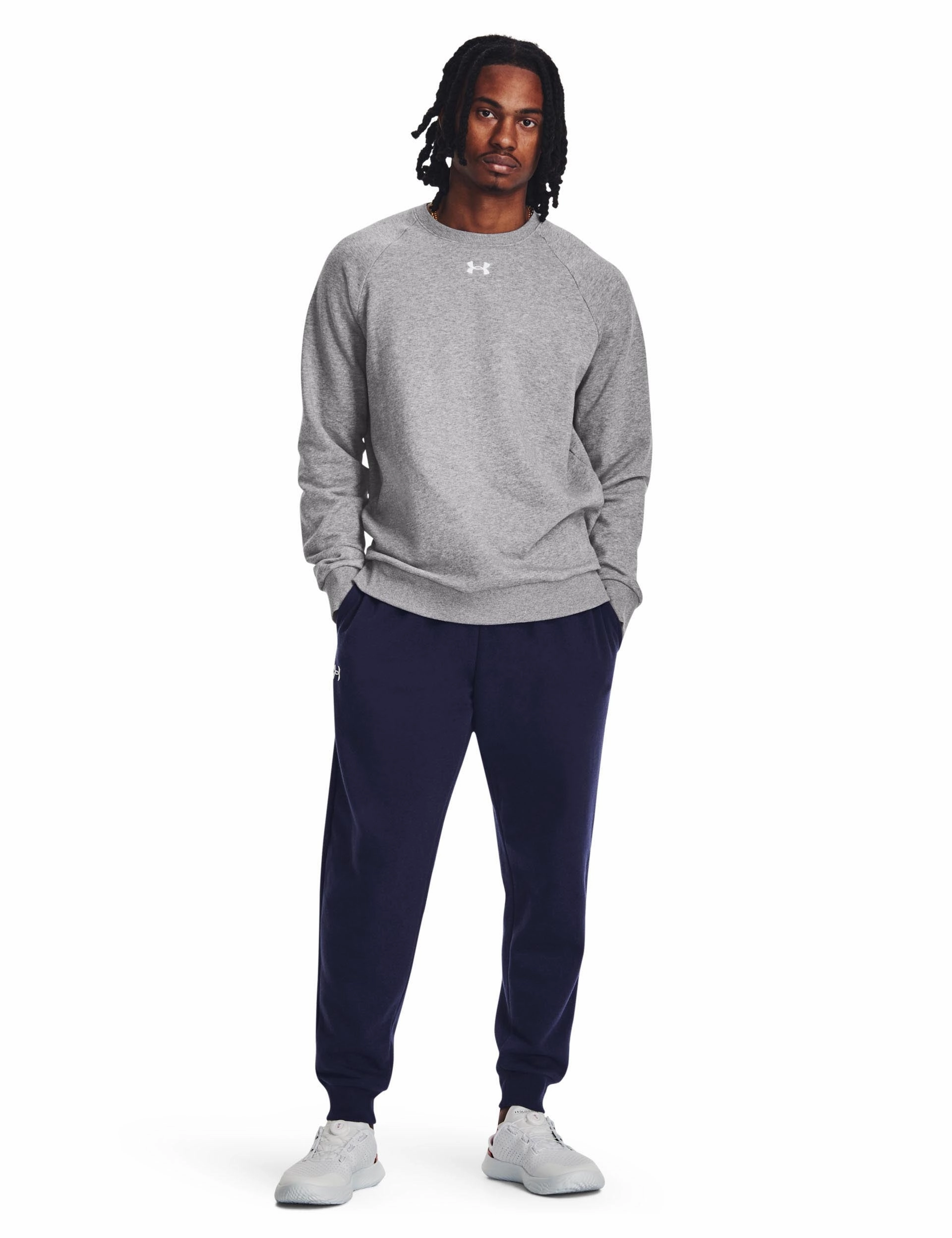 Fantasy Glow LayeredNeckline Rival Fleece Crew - Castlerock/Light Heather