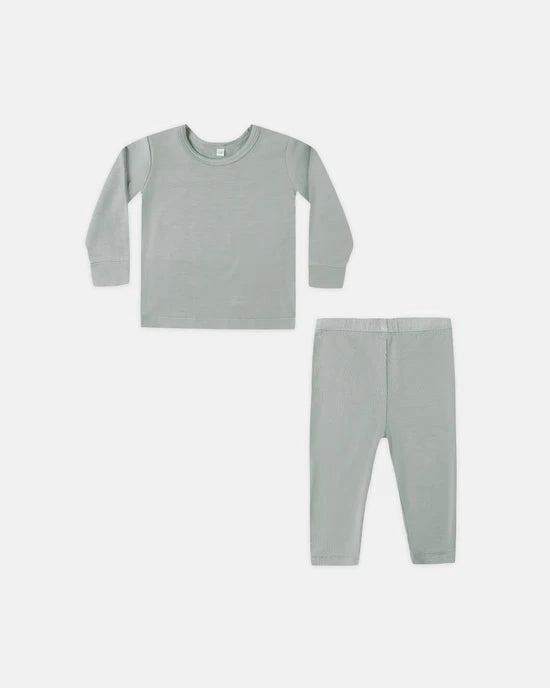 Cotton rich children's clothing Quincy Mae Bamboo Pajama Set - Steel Blue