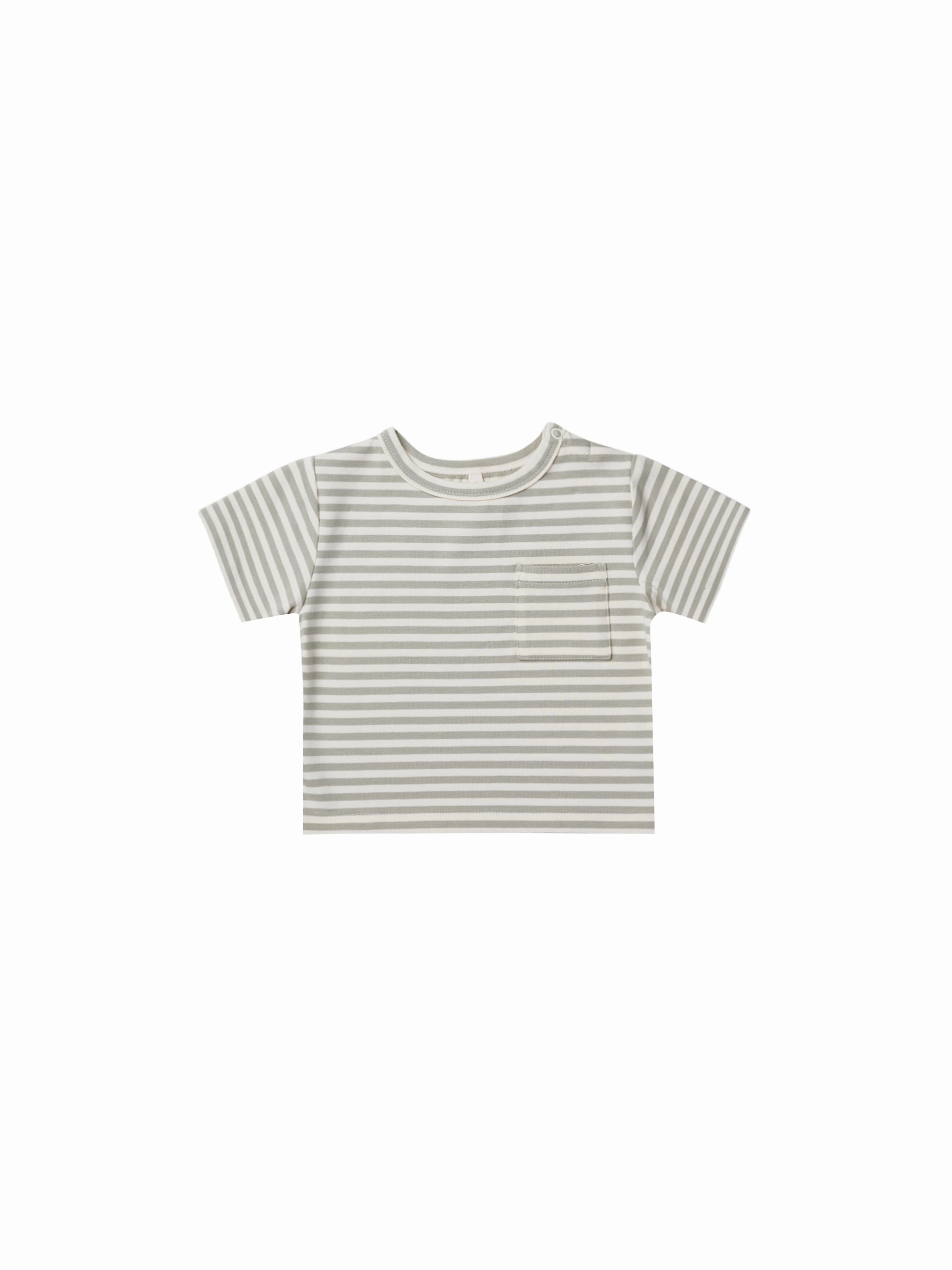 Printed Princess dresses for children Quincy Mae Boxy Pocket Tee - Pistachio Stripe