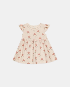Running clothes for children Quincy Mae Flutter Sleeve Dress - Tulips
