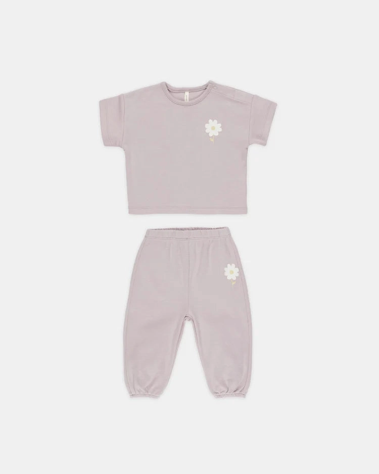 machine - washable Quincy Mae Jersey Tee & Pant Set - Daisy